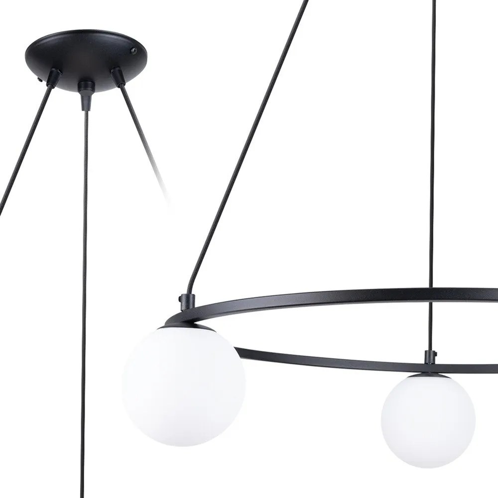 Biało-czarna lampa wisząca ze szklanym kloszem Umerta – Sollux