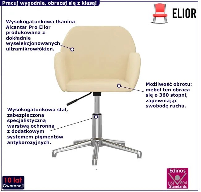 Kremowe obrotowe krzesło do biura F8-T41