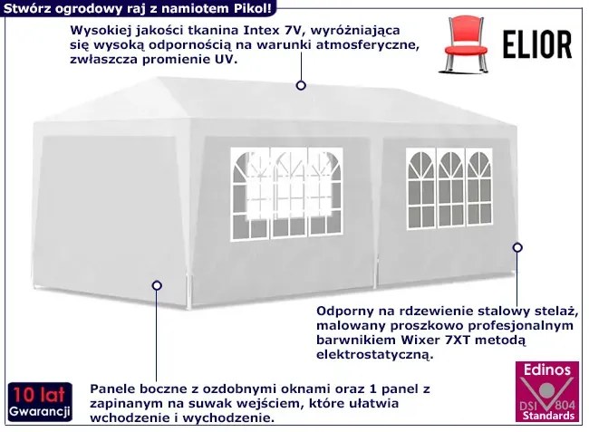 Biały namiot ogrodowy z zamkiem - Pikol