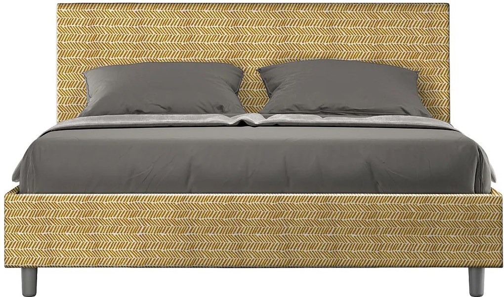 Łóżko bez stelaża tapicerowane 160x190 tkaniny Aragona 3 Żółty Adele