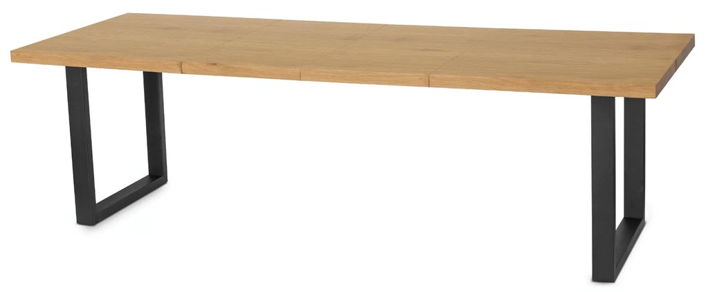 Zestaw Stół Prostokątny Rozkładany do Jadalni EDWIN 160-260 cm Dąb Złoty/Czarny i 4 Krzesła Tapicerowane TORINO Czarne