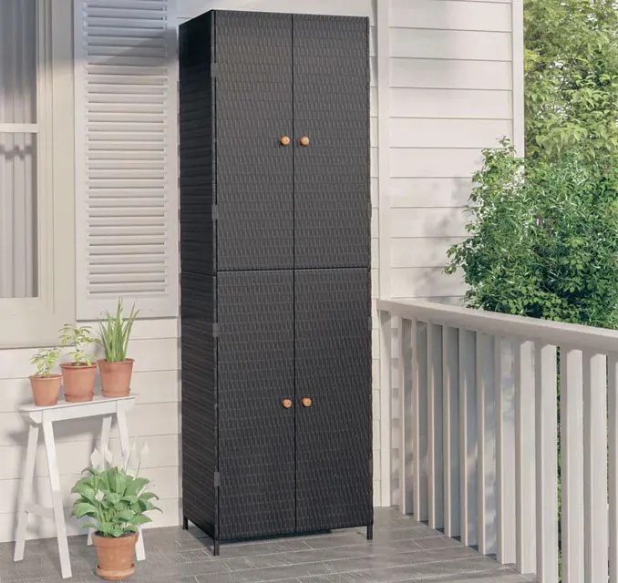 Czarna wysoka szafa gospodarcza L1-S22