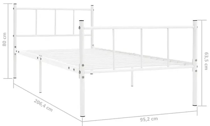Białe metalowe łóżko pojedyncze 90x200 cm - Kalea