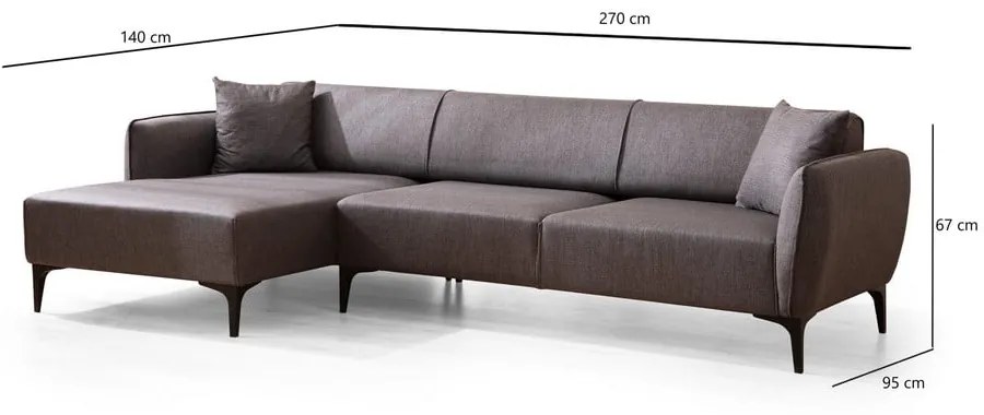 Ciemnoszara sofa narożna Belissimo, narożnik lewy – Balcab Home