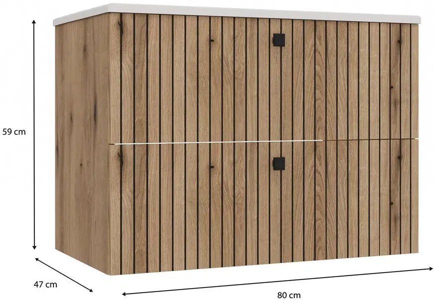 Wisząca szafka z umywalką 80 cm dąb evoke D0-Z27