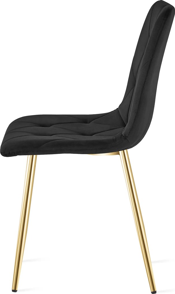 Czarne krzesło do kuchni LIBRA aksamitne ze złotymi nogami