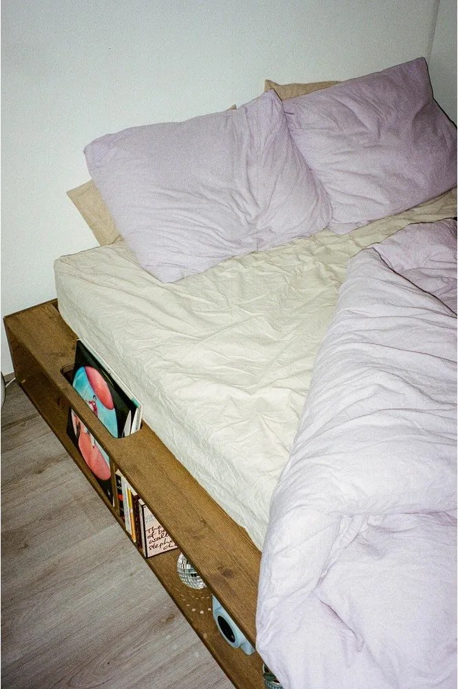 Brązowe łóżko dwuosobowe z drewna sosnowego ze stelażem 140x200 cm Ziggy – Karup Design