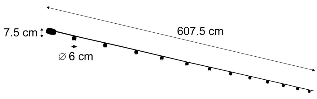 Nowoczesny system oświetlenia szynowego z 12 czarnymi reflektorami jednofazowymi - Magnetic Zagaye