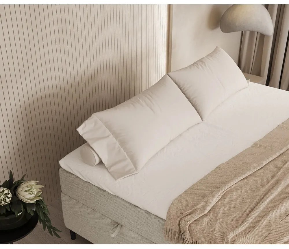 Kremowe łóżko boxspring ze schowkiem 160x200 cm Araya – Maison de Rêve