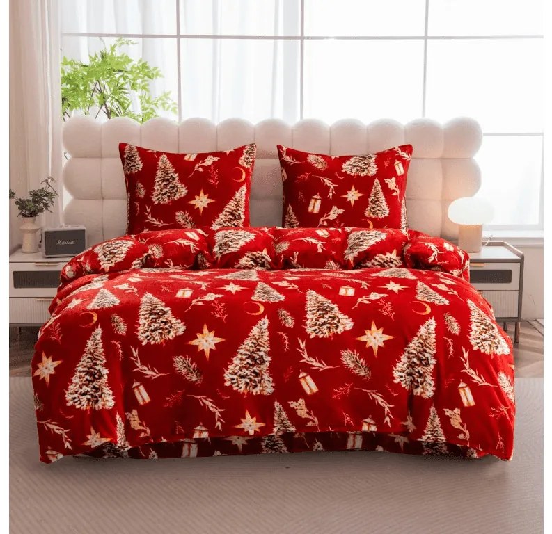 PrzytulneMieszkanie.pl PrzytulneMieszkanie.pl Pościel z mikropluszu GOLD CHRISTMAS czerwone Rozmiar pościeli: 70 x 90 cm | 140 x 200 cm
