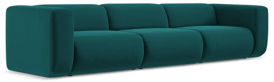 Turkusowa aksamitna sofa 319 cm Ekahi – Makamii