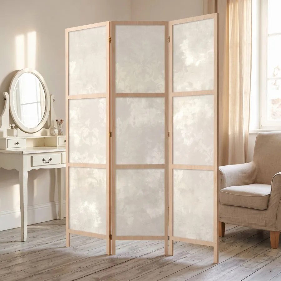 Parawan pokojowy 3-częściowy 135x172 drewniany japoński Jednostronny dekoracyjny shabby chic Kremowy