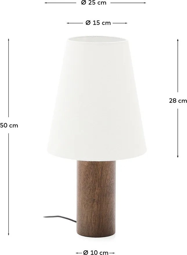 Biała/w ciemnym naturalnym kolorze lampa stołowa z tekstylnym kloszem (wysokość 49,5 cm) Marga – Kave Home