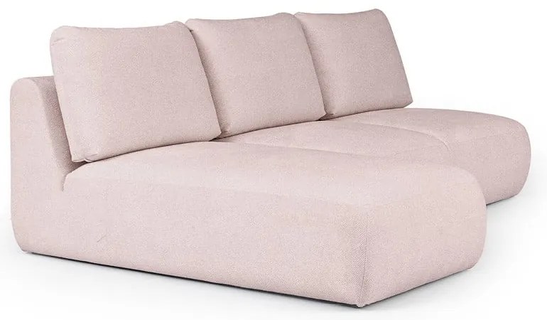 Jasnoróżowy narożnik z materiału bouclé (lewostronny/z szezlongiem) Mirel – Rodier