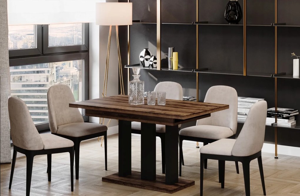 Stół Appia 210 rozkładany od 130 do 210 cm noga czarny mat