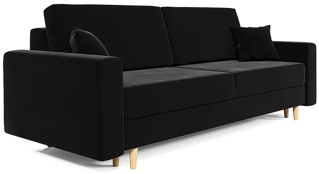 Czarna nowoczesna sofa z pojemnikiem na pościel F4-A41