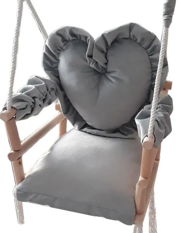 Szara huśtawka dla dzieci serce D5-H04