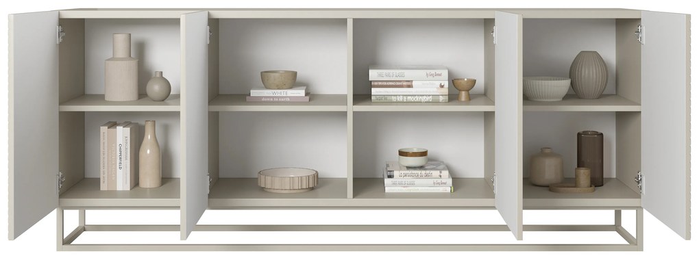 Komoda Asha 200 cm czterodrzwiowa - kaszmir / kaszmir stelaż