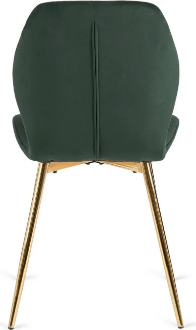 Zestaw Stół Okrągły BALI 100 cm Biały Marmur/Złoty i 4 Krzesła Tapicerowane LUCKY Zielone Glamour