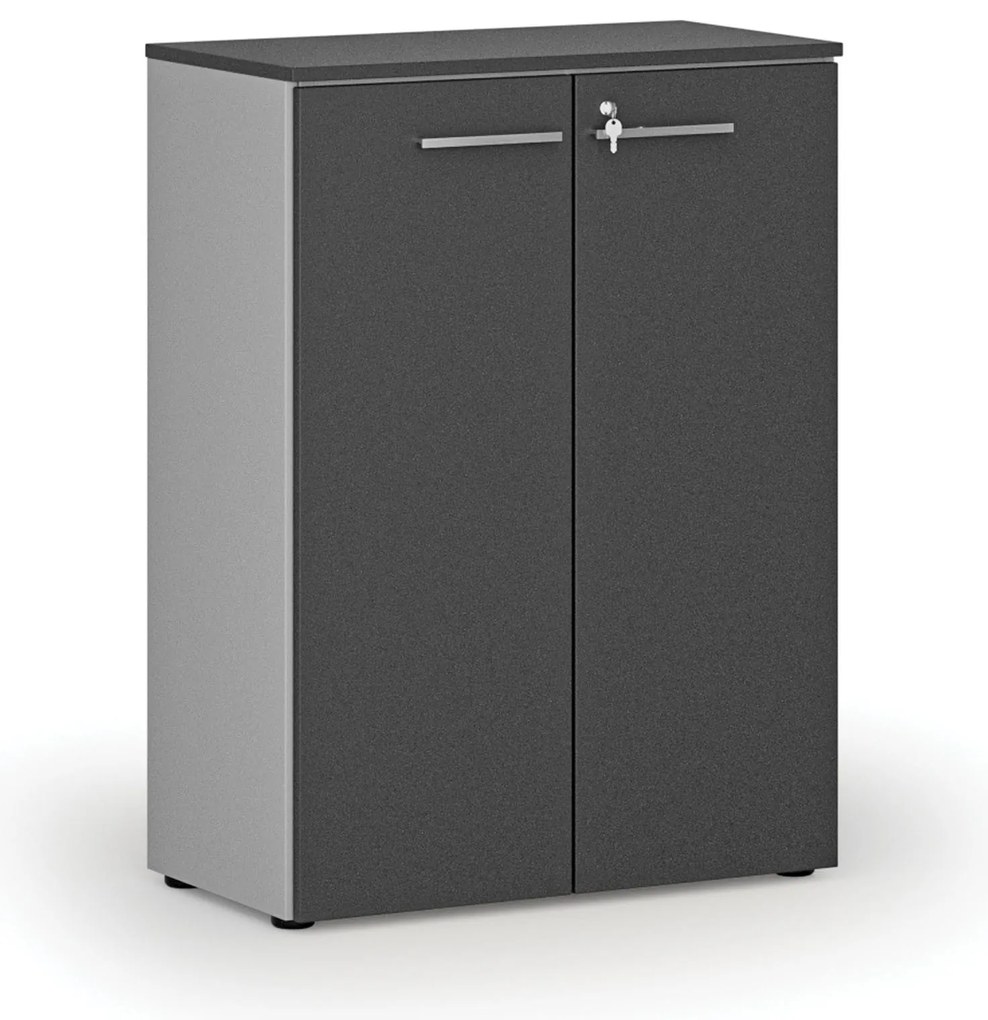 Szafa biurowa z drzwiami PRIMO GRAY, 800 x 420 x 1087 mm, szary/grafit
