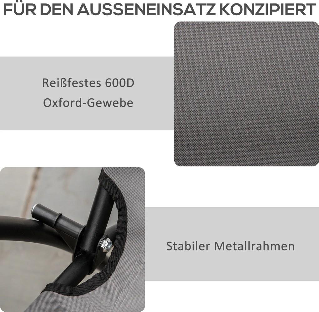 Outsunny Składane krzesło kempingowe, z poduszką siedziskową i oparciem, regulowane, Szary