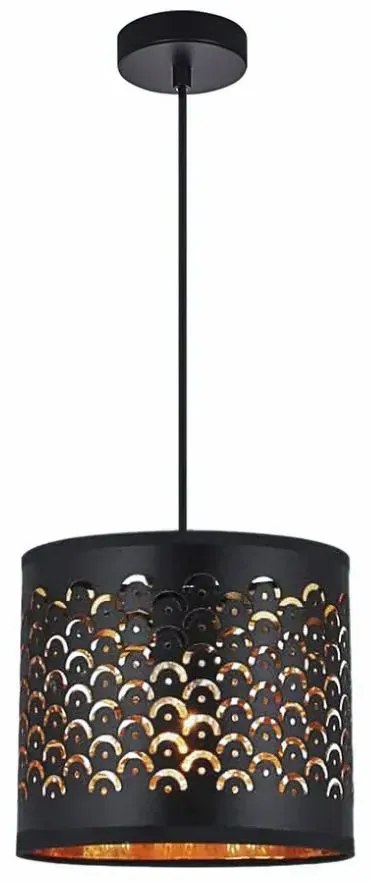 Czarna ażurowa lampa wisząca - K607-Malwa