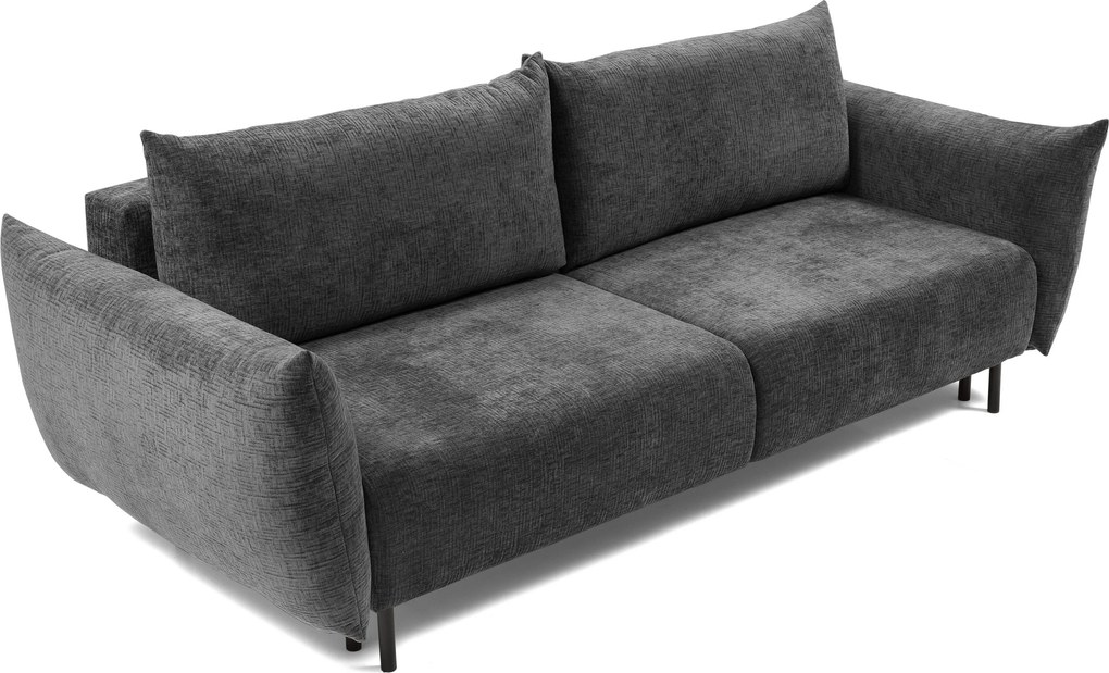 Masseno Sofa UNO z funkcją spania i pojemnikiem na pościel, Rozkładana sofa - Grafitowy, OVER THE HORIZON 97
