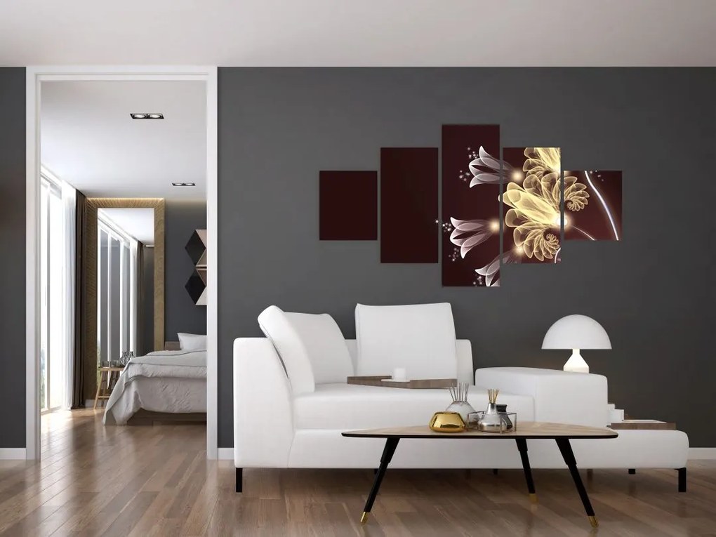 Obraz - Świecące kwiaty (125x70 cm)
