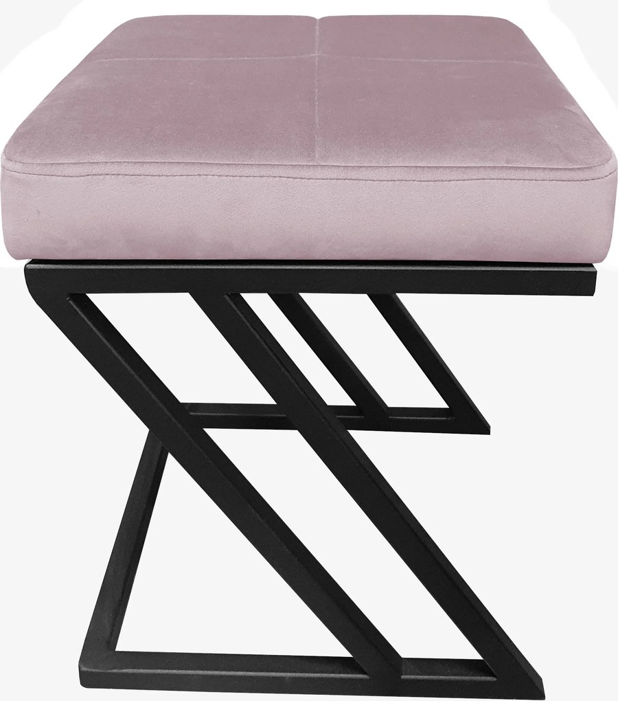 Pufa ZETA tkanina Welur loft ławka podnóżek metal : Kolor Stelaża - Czarny , Kolor tkaniny - VELVET - MG55, Typ tkaniny - Velvet