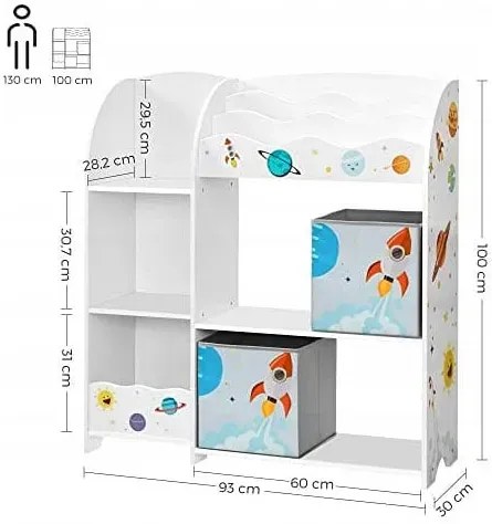 Biało kolorowy regał na zabawki i książki W1-S70