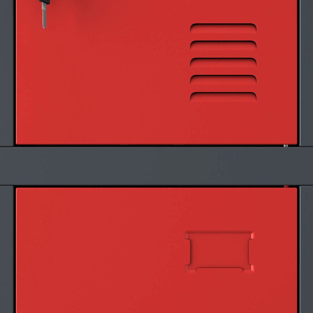 Szafka skrytkowa socjalna BHP antracytowo-czerwona: MARCIN, 900 x 1850 x 400 mm