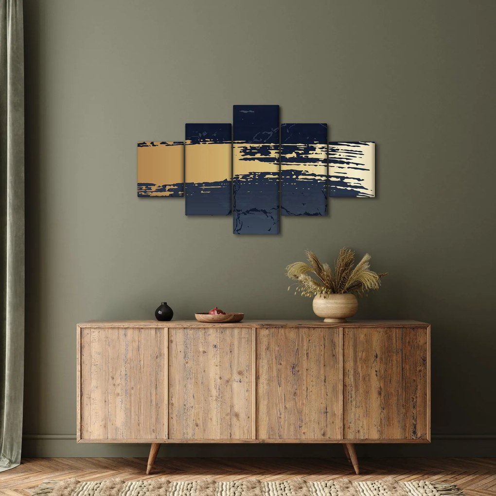 Obraz - Niebiesko-złota abstrakcja N⁰2 (125x70 cm)