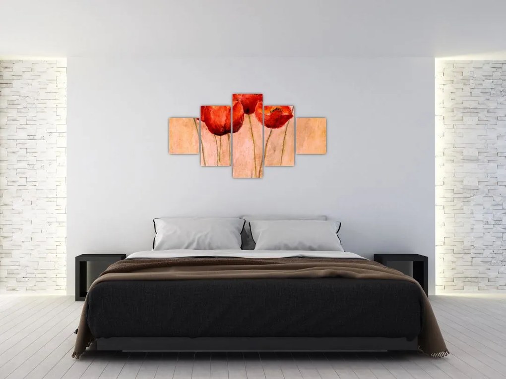 Obraz - Czerwone tulipany (125x70 cm)