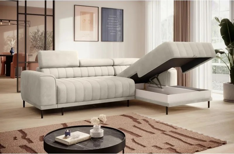 Narożnik CALDO S/MINI Prawostronny z funkcją spania wolnostojąca w tkaninie RUN AGAIN 01 WERSAL