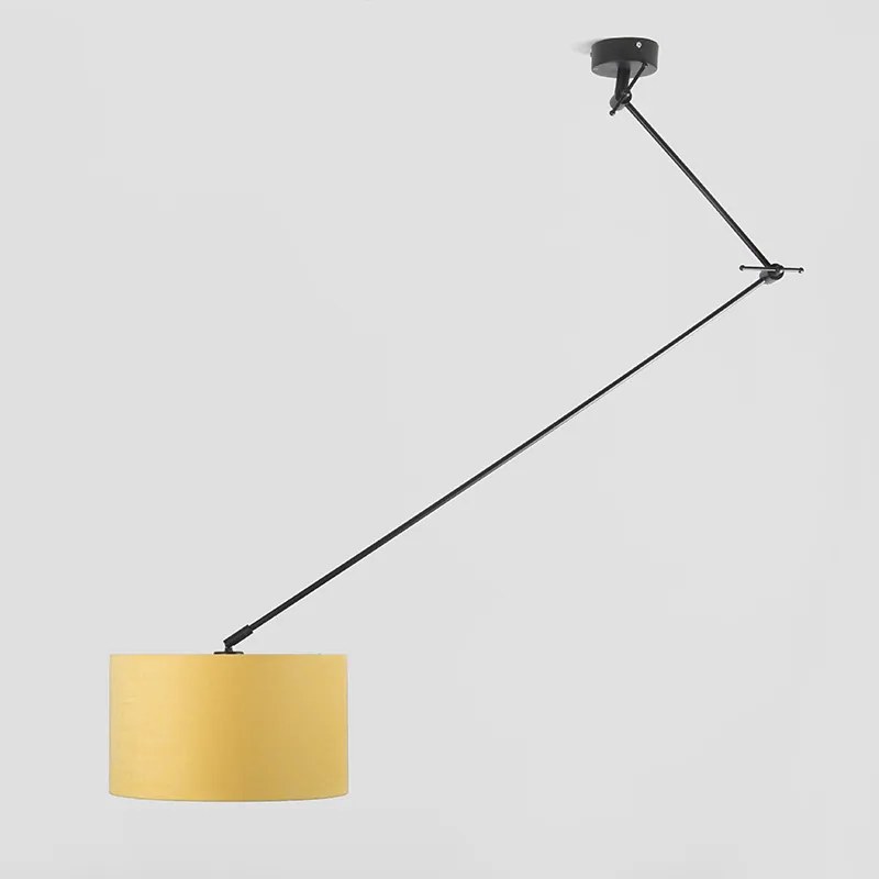 Lampa wisząca czarna z kloszem 35 cm żółtym regulowanym - Blitz I Nowoczesny Oswietlenie wewnetrzne