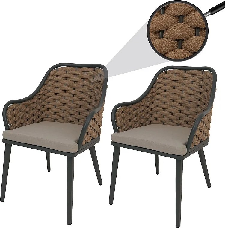 Krzesło ogrodowe MCW-O16 (zestaw 2 sztuk),  beżowa poduszka jasnobrązowa