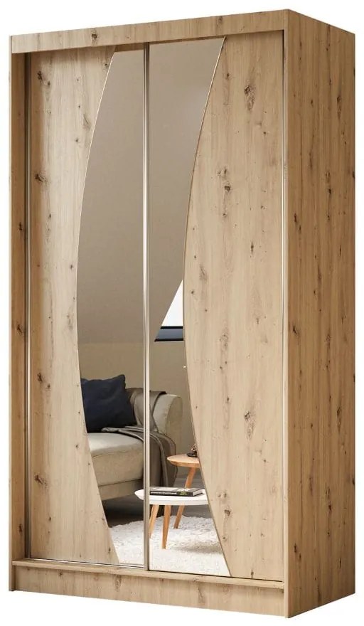 Szafa przesuwna - Foks 120 cm, dąb artisan