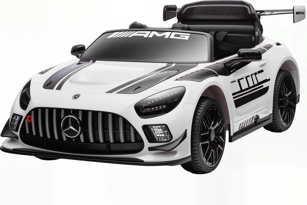 AIYAPLAY Elektryczny samochód Mercedes, Pojazd na siedzenie dla dzieci, Akumulator 12V, światła LED, funkcja muzyczna, klakson, 3-8 lat, Biały