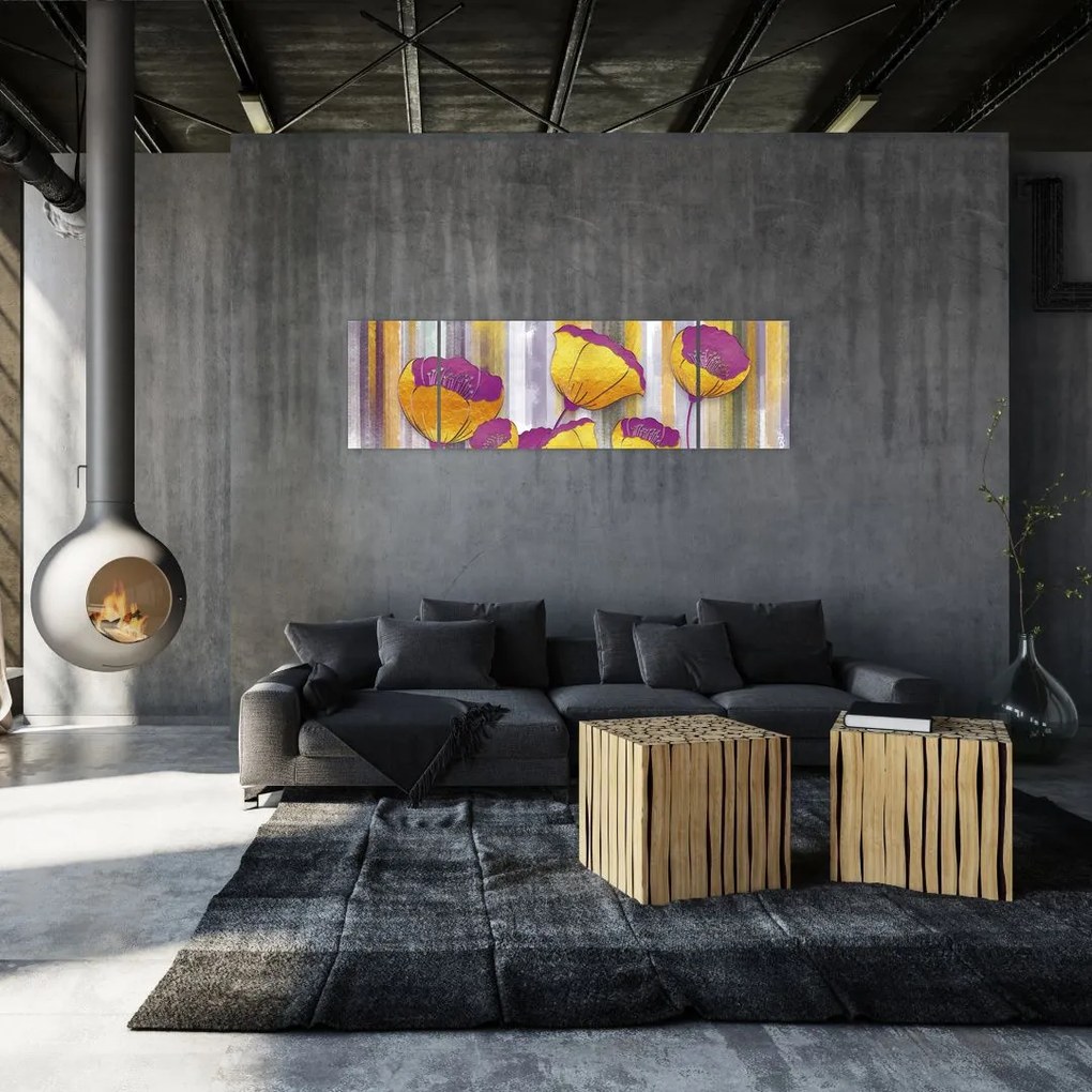 Obraz - Ilustracja kwiatów (170x50 cm)