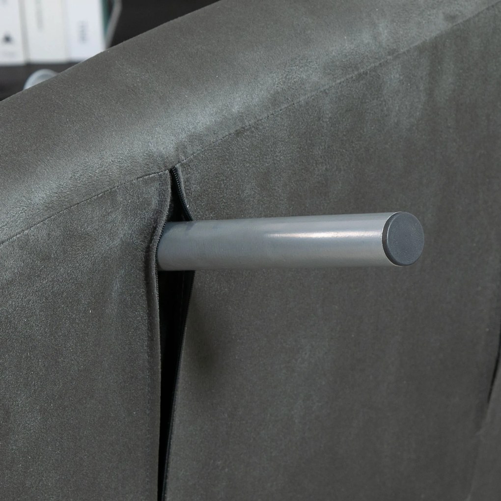 HOMCOM Rozkładany fotel z funkcją spania podłokietniki łóżko rozkładane łóżko dla gości szezlong 3 w 1 szary