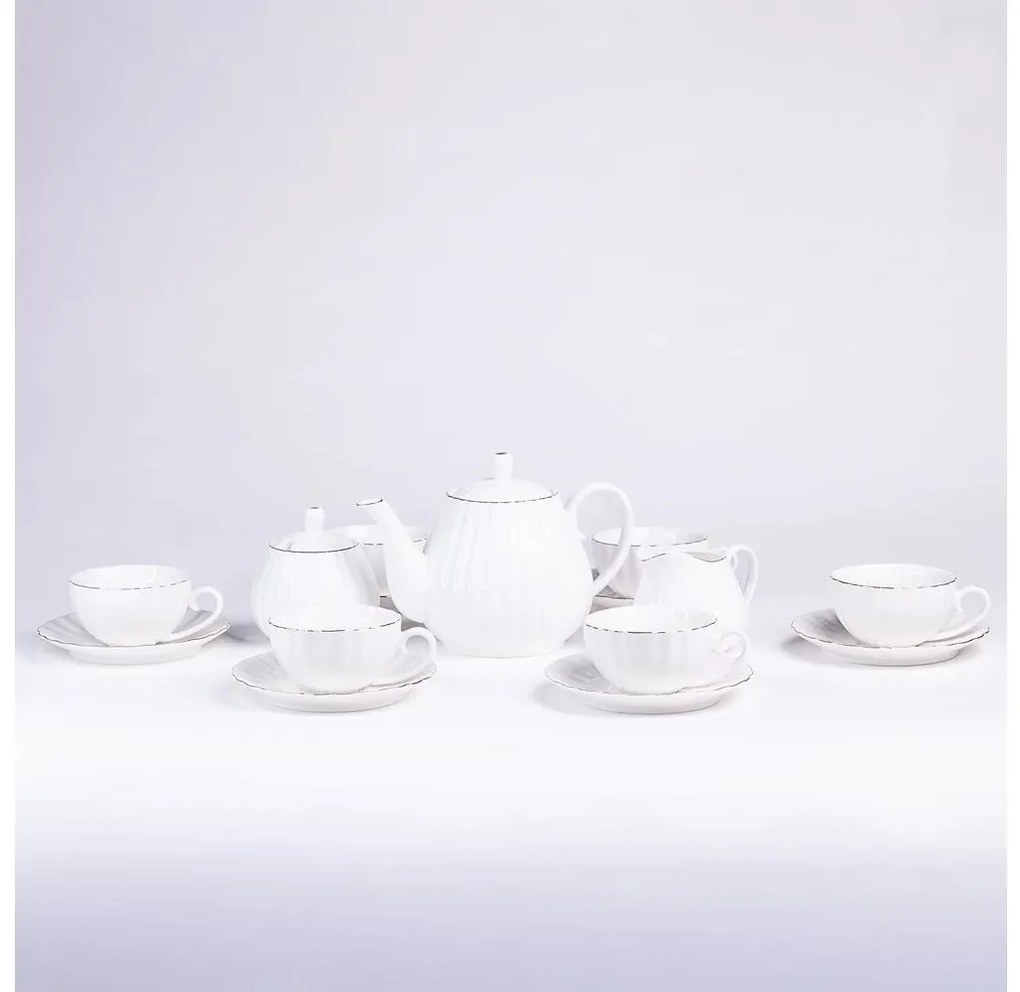 Porcelanowy zestaw do kawy, 15 części, biały