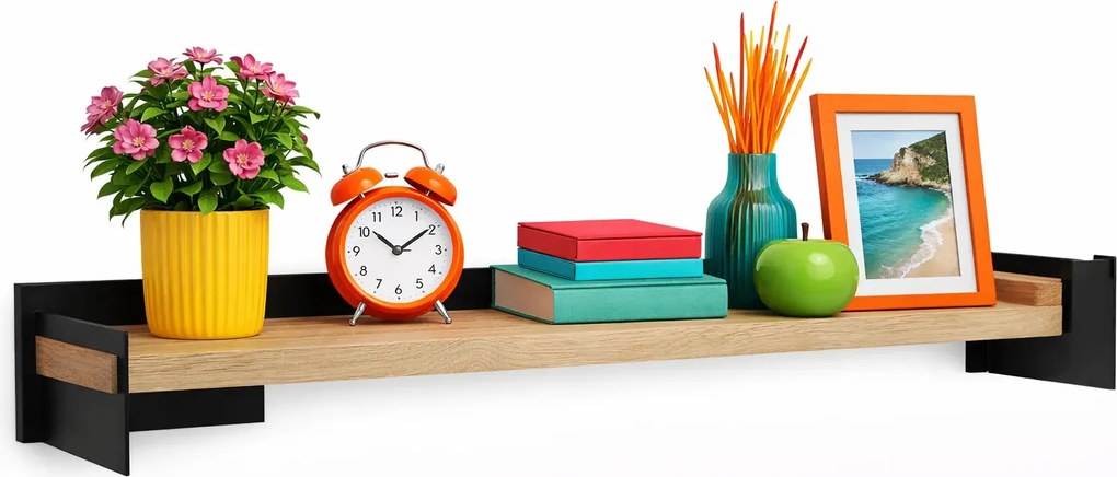 Wisząca półka nad biurko w stylu loft czarny + dąb sonoma N2-F51