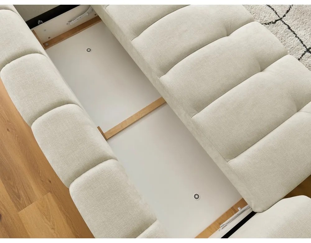 Beżowa rozkładana/ze schowkiem sofa 251 cm Fuji – Bobochic Paris