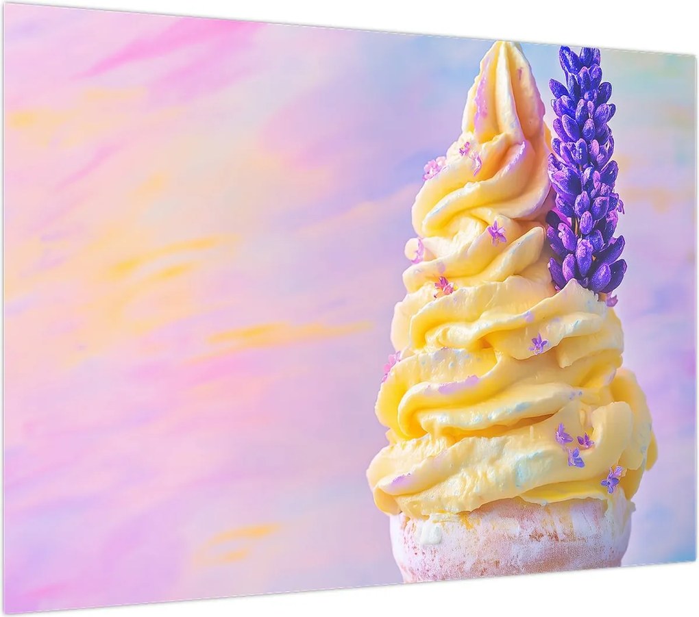 Obraz na szkle - Lody z lawendą (70x50 cm)