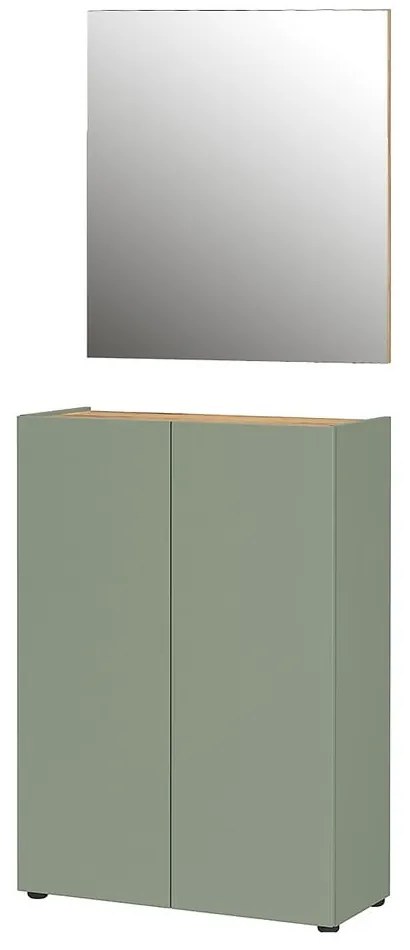 Jasnozielony zestaw do przedpokoju w dekorze dębu 74x200x33 cm Alviano – Germania