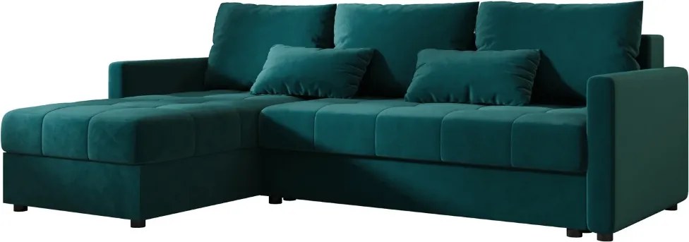 Rozkładana dwustronna narożna sofa do L VENORIA 220x143 cm, naftowy + 2 poduszki GRATIS