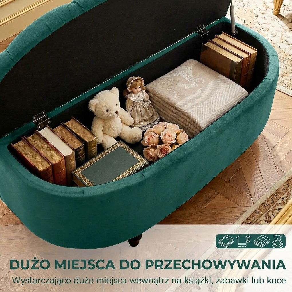 HOMCOM stołek do przedpokoju z miejscem do przechowywania wyściełany aksamitny schowek na buty ławka niebieska | Aosom PL