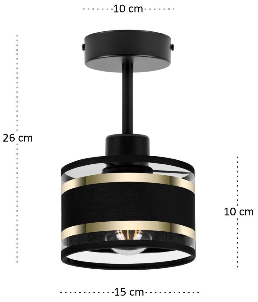 Lampa sufitowa czarna jednopunktowy spot z czarnym abażurem T-1010SC-S