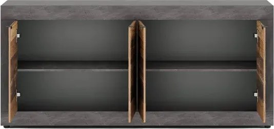 Komoda Czterodrzwiowa BLAGO 180 cm Ciemny Dąb/Czarny Loft