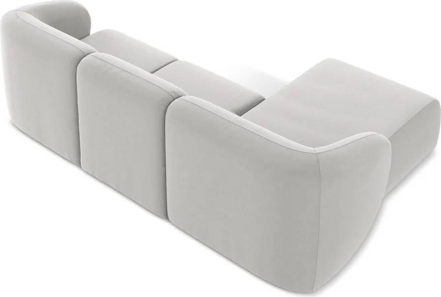 Jasnoszary aksamitny narożnik (lewostronny/z szezlongiem) Lani – Makamii